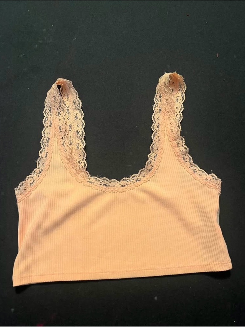 American Eagle Outfitters Lace-Trim Ribbed Bralette - Peachy Pink